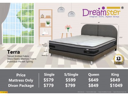 Dreamster Terra10.5 Memory Foam Individual Pocketed Spring Mattress