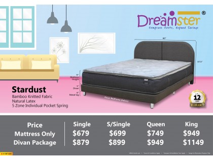 Dreamster Stardust 11" Natural Latex Individual Pocketed Spring Mattress